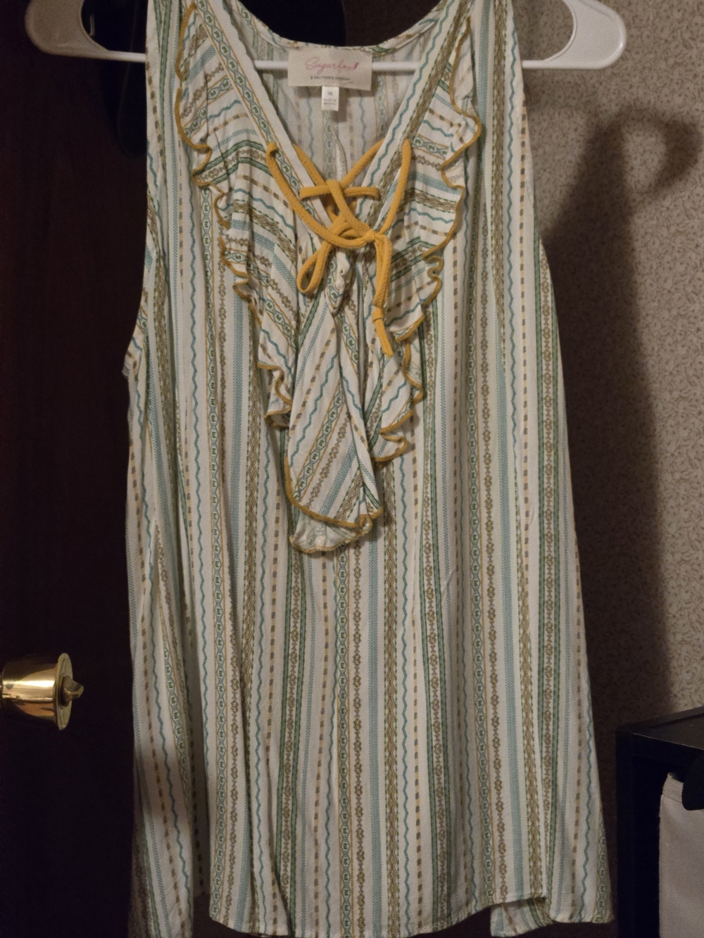 Sugarfox Boho Ruffle Striped Tank Top - Like New! - Size 1X